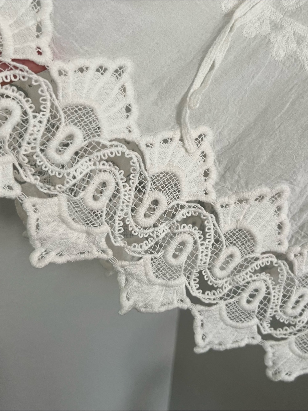 Forgotten Grace bohemian-style peasant Top white blouse Embroidered Lace-Trim XL - Picture 7 of 9